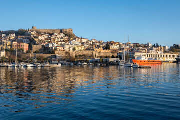 Sunset Panorama of city of Kavala, Greece