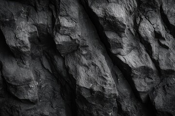 Black and White Rock Texture Close-up of Rugged Geological Formations Weathered Stone Surface