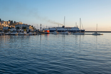 Fototapeta premium Sunset Panorama of city of Kavala, Greece