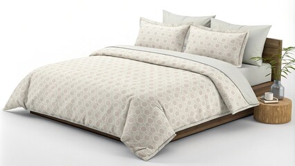 Comforting duvet cover with subtle pattern, cozy comfort, relaxing bedding,