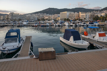Sunset Panorama of city of Kavala, Greece