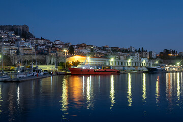 Sunset Panorama of city of Kavala, Greece
