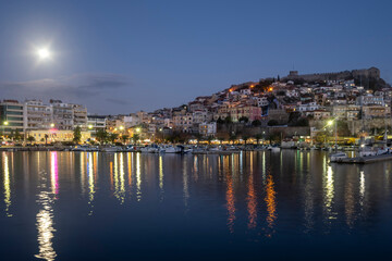 Obraz premium Sunset Panorama of city of Kavala, Greece