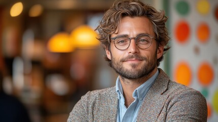 Obraz premium Portrait of a Man with Glasses and Beard