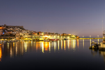 Obraz premium Sunset Panorama of city of Kavala, Greece