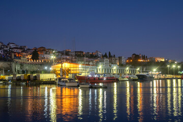 Sunset Panorama of city of Kavala, Greece