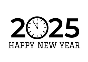Happy New Year 2025. Holidays typography poster. Vector template for banner, sign, greeting card, invitation, etc.