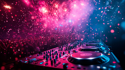 Techno party at new years evening