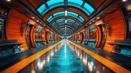 Fototapeta premium Futuristic Subway Station Interior