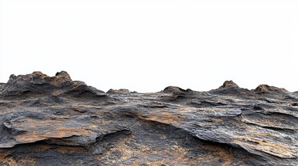 rugged volcanic terrain barren landscape with jagged rocks and dark soil