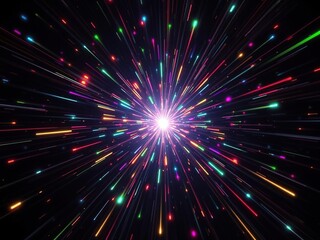 Radiant starburst of colorful lights illuminating the darkness of space, astronomy, vibrant colors