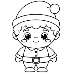  cute kawaii little santa boy merry christmas coloring page