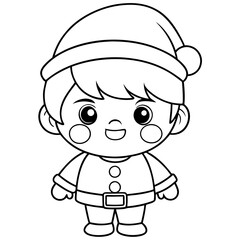  cute kawaii little santa boy merry christmas coloring page