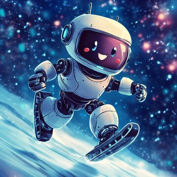 Cutw robot is playing an ice skate