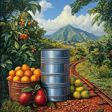 enourmous verstion of empty aluminum process food storing can stand straight on affrican sawana land on the center