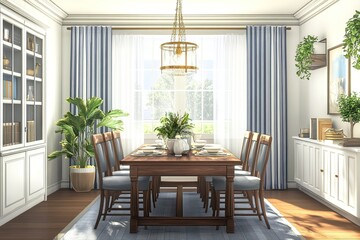 Interior dining area. 3d illustration