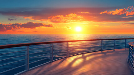Beautiful sunset over the ocean from the deck of a cruise ship