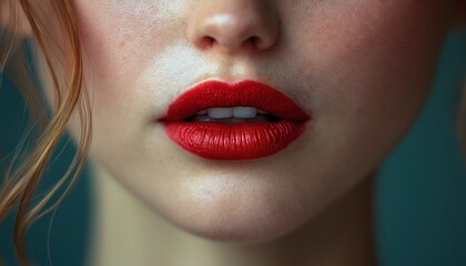 Sophisticated Close-Up of Perfectly Glossy Red Lips