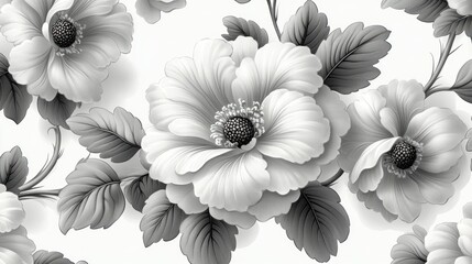 Fototapeta premium Black and White Floral Design