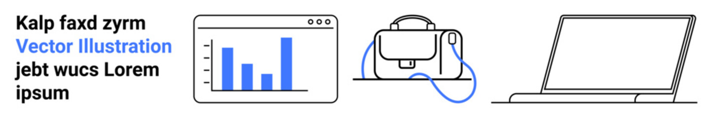 Graph display in a browser, a VR headset with headphones, and an open laptop. Ideal for tech blogs, digital marketing, virtual reality, web design, data analysis, e-learning, and app development