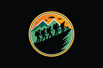 Mountain Hiking Adventure t-shirts Design_Outdoor Exploration Badge_Nature and Wilderness Icon, Vector illustration