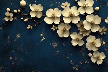White flowers on blue background. Perfect for adding a touch of elegance to your projects.