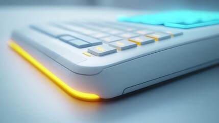 Obraz premium Colorful RGB Gaming Keyboard on Minimalist Backdrop