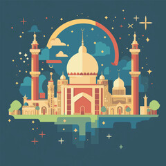 Vector Illustration of Taj Mahal Landmark in India