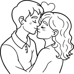 cute young couple kissing in love