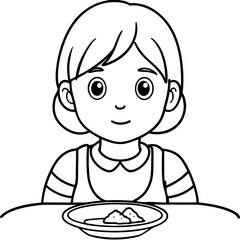 cute young little girl feel hungry and wait for food