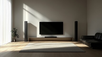 Modern Living Room with Console and Large TV Setup