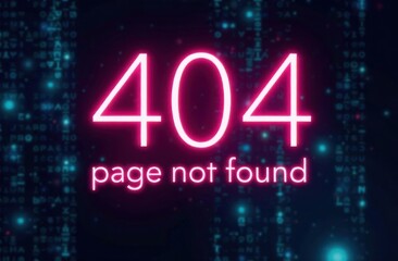 Obraz premium sign with glowing neon text in center “404” and text 