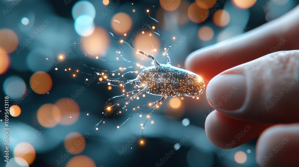Poster macro shot of an ai processor with sparkling details