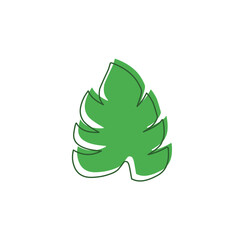 monstera leaf hand drawn outline