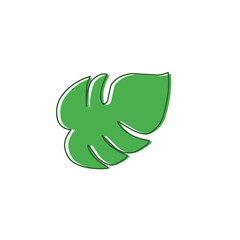 monstera leaf hand drawn outline