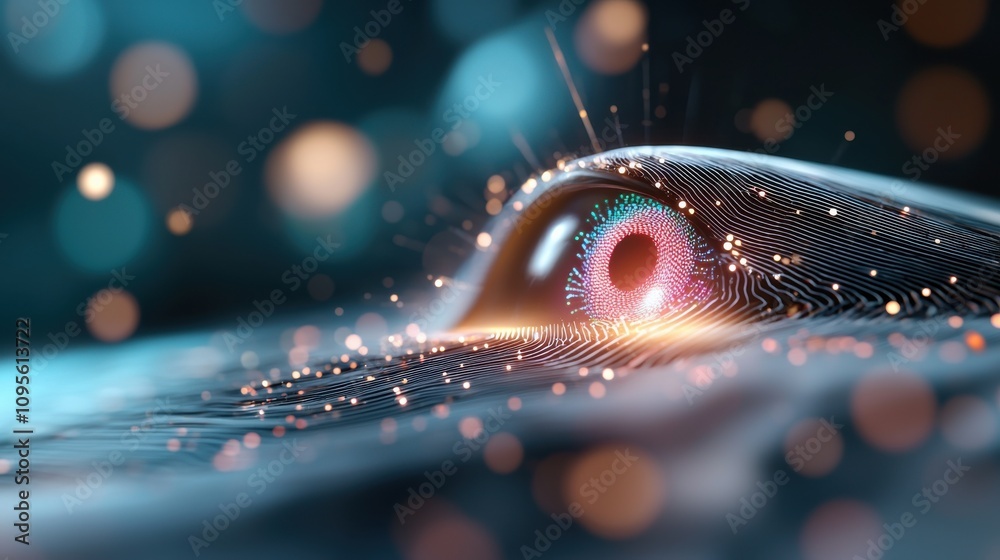 Poster glowing ai processor with macro view