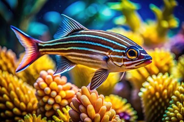 Stunning underwater photography reveals the elegance of Black Striped Cardinalfish.