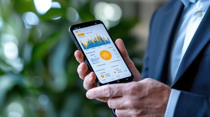 Analyst Using Smartphone App for Data Analysis