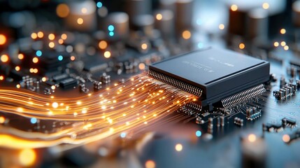 Overhead View of AI Embedded Processor on Circuit Board