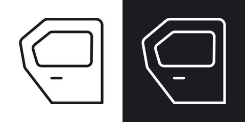 car door icon set in blackthin line style.