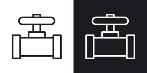 Pipe valve icon set in blackthin line style.