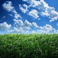 Fototapeta premium Beautiful HD Landscape of Lush Green Grass, Creating a Peaceful and Serene Outdoor Setting with Vibrant Natural Beauty in a Wide Open Space