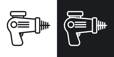 Laser gun icon set in blackthin line style.