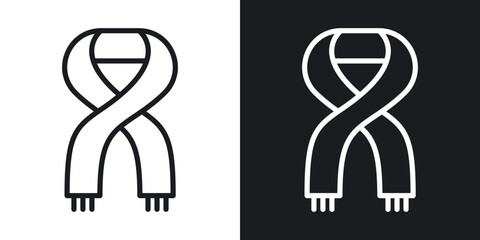 Scarf icon set in blackthin line style.