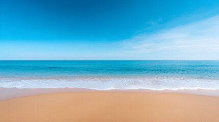 Abstract Blurred Tropical Beach with Sunlight and Blue Sky