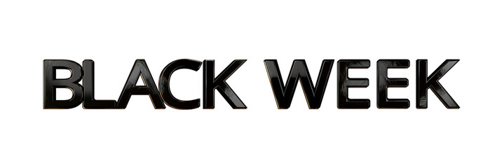 the text Black Week as dark black metallic and golden elements, bold font-weight