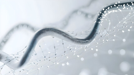 DNA helix symbol combined with futuristic data points