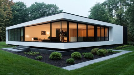 Obraz premium Modern Eco-Friendly Home with Clean Lines and Surroundings