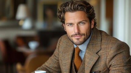 Fototapeta premium Handsome Man in a Brown Suit