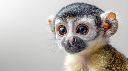 Obraz premium Charming mammal with gentle smile, showcasing large expressive eyes and soft fur. This adorable creature captivates with its playful demeanor and curious nature